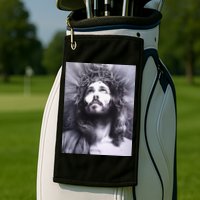 Image Face Of Jesus On A Cross With Crown Of Thorns Golf Towel