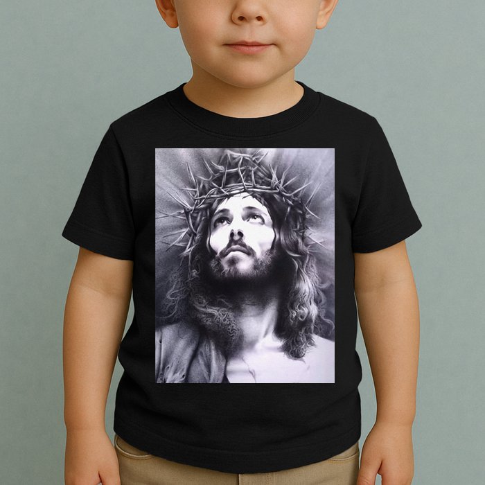 Image Face Of Jesus On A Cross With Crown Of Thorns Toddler T-Shirt