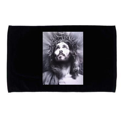 Image Face Of Jesus On A Cross With Crown Of Thorns Microfiber Hand Towel