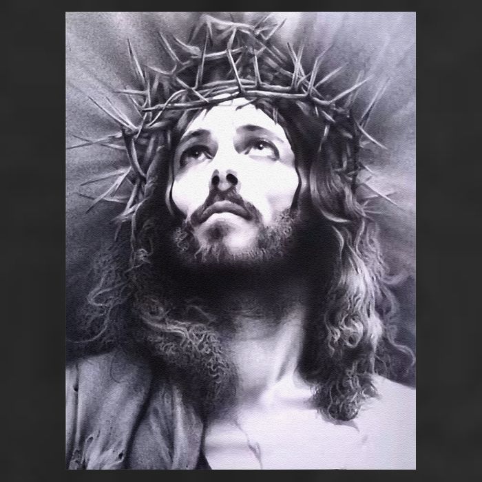 Image Face Of Jesus On A Cross With Crown Of Thorns Microfiber Hand Towel