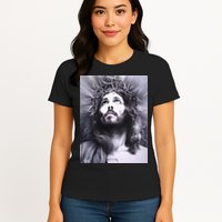 Image Face Of Jesus On A Cross With Crown Of Thorns Womens T-Shirt