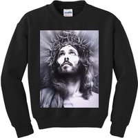 Image Face Of Jesus On A Cross With Crown Of Thorns Kids Sweatshirt