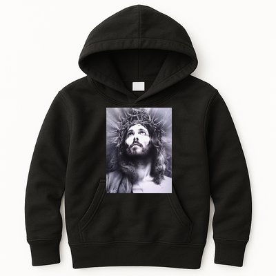 Image Face Of Jesus On A Cross With Crown Of Thorns Kids Hoodie
