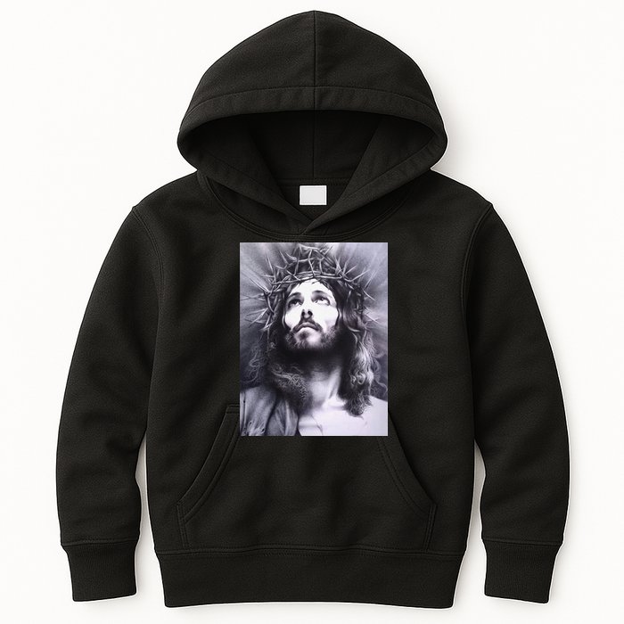 Image Face Of Jesus On A Cross With Crown Of Thorns Kids Hoodie