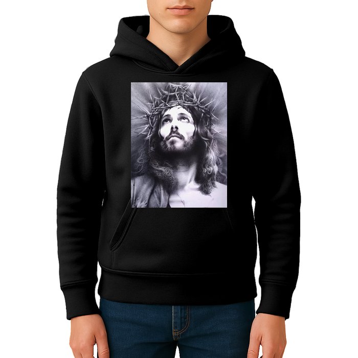 Image Face Of Jesus On A Cross With Crown Of Thorns Kids Hoodie