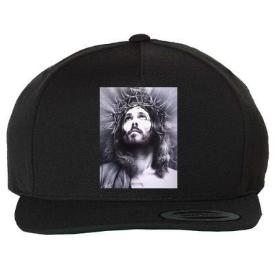 Image Face Of Jesus On A Cross With Crown Of Thorns Wool Snapback Cap