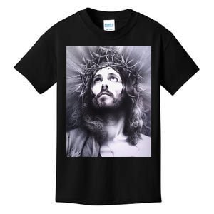 Image Face Of Jesus On A Cross With Crown Of Thorns Kids T-Shirt