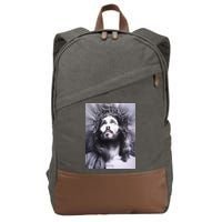 Image Face Of Jesus On A Cross With Crown Of Thorns Cotton Canvas Backpack
