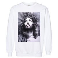 Image Face Of Jesus On A Cross With Crown Of Thorns Garment-Dyed Sweatshirt