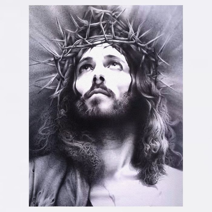 Image Face Of Jesus On A Cross With Crown Of Thorns Garment-Dyed Sweatshirt