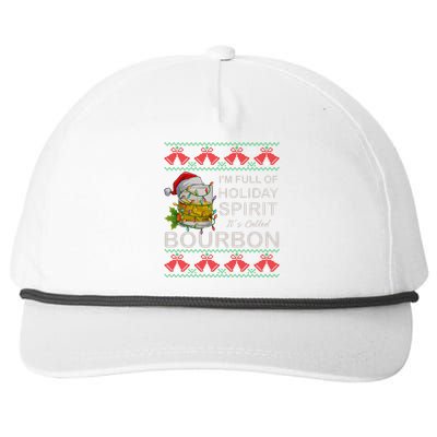 I'm Full Of Holiday Spirit Bourbon Ugly Christmas Sweater Snapback Five-Panel Rope Hat