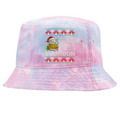 I'm Full Of Holiday Spirit Bourbon Ugly Christmas Sweater Tie-Dyed Bucket Hat