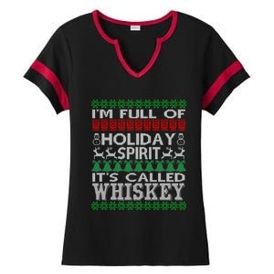 I'm Full Of Holiday Spirit Called Whiskey Ugly Xmas Gift Ladies Halftime Notch Neck Tee