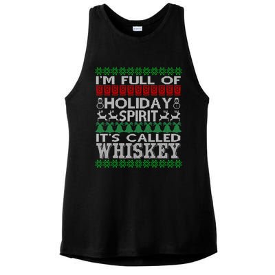 I'm Full Of Holiday Spirit Called Whiskey Ugly Xmas Gift Ladies PosiCharge Tri-Blend Wicking Tank