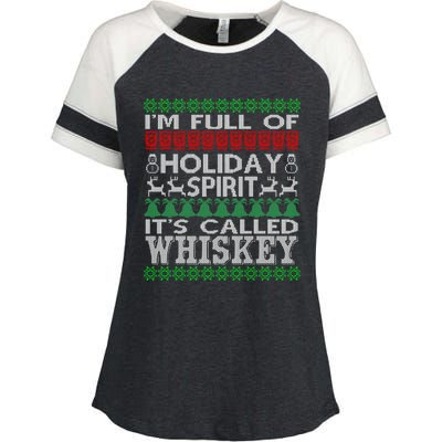 I'm Full Of Holiday Spirit Called Whiskey Ugly Xmas Gift Enza Ladies Jersey Colorblock Tee