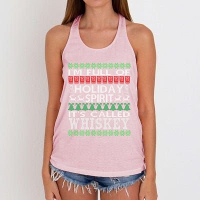 I'm Full Of Holiday Spirit Called Whiskey Ugly Xmas Gift Women's Knotted Racerback Tank