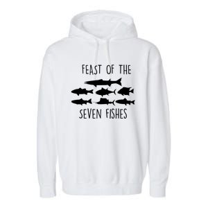 Italy Feast Of The Seven Fishes Italian Christmas Eve Gift Garment-Dyed Fleece Hoodie