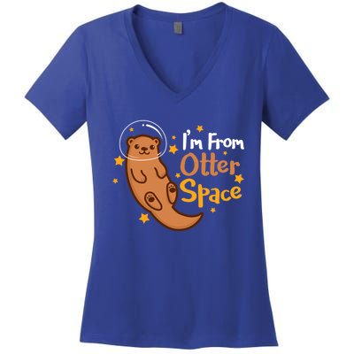 I'm From Otter Space Otter Pun Space Otter Cute Gift Women's V-Neck T-Shirt