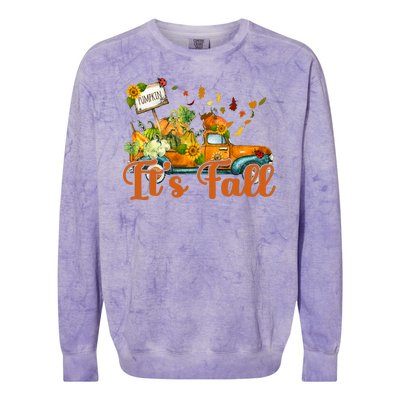 Its Fall Pumpkin Vintage Truck Colorblast Crewneck Sweatshirt