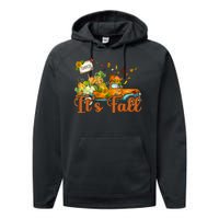 Its Fall Pumpkin Vintage Truck Performance Fleece Hoodie