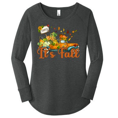 Its Fall Pumpkin Vintage Truck Women's Perfect Tri Tunic Long Sleeve Shirt