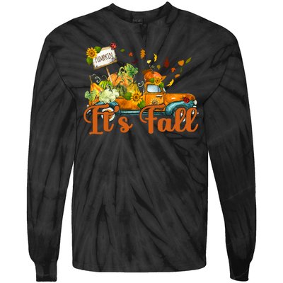 Its Fall Pumpkin Vintage Truck Tie-Dye Long Sleeve Shirt