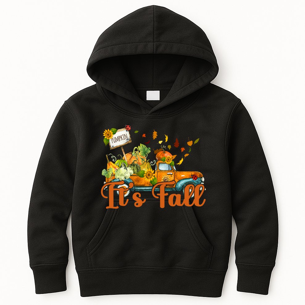 Its Fall Pumpkin Vintage Truck Kids Hoodie