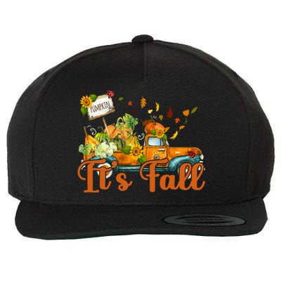 Its Fall Pumpkin Vintage Truck Wool Snapback Cap