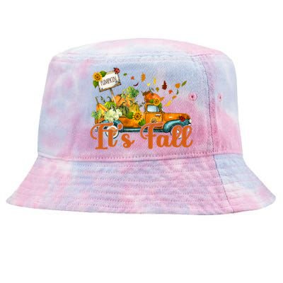 Its Fall Pumpkin Vintage Truck Tie-Dyed Bucket Hat