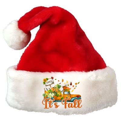 Its Fall Pumpkin Vintage Truck Premium Christmas Santa Hat