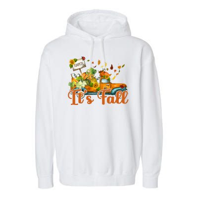 Its Fall Pumpkin Vintage Truck Garment-Dyed Fleece Hoodie