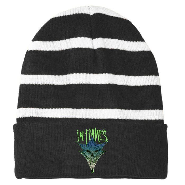 In Flames Pierced Jester Striped Beanie with Solid Band