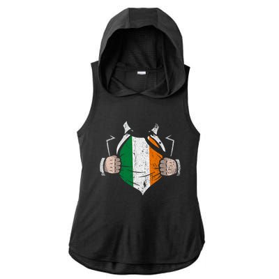 Irish Flag Proud Irish Irish Roots Ireland Gift Ladies PosiCharge Tri-Blend Wicking Draft Hoodie Tank