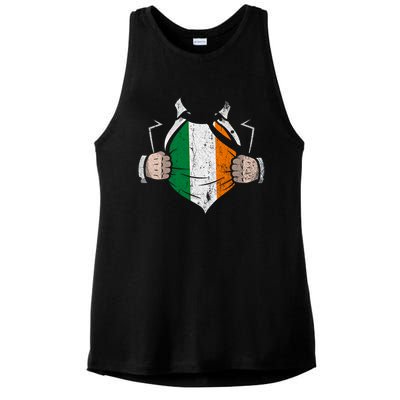 Irish Flag Proud Irish Irish Roots Ireland Gift Ladies PosiCharge Tri-Blend Wicking Tank