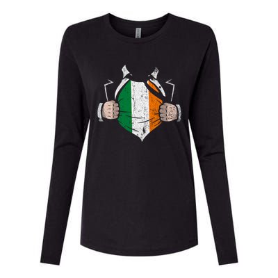 Irish Flag Proud Irish Irish Roots Ireland Gift Womens Cotton Relaxed Long Sleeve T-Shirt