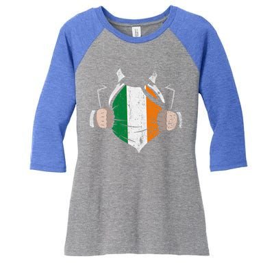 Irish Flag Proud Irish Irish Roots Ireland Gift Women's Tri-Blend 3/4-Sleeve Raglan Shirt