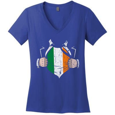 Irish Flag Proud Irish Irish Roots Ireland Gift Women's V-Neck T-Shirt