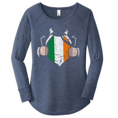 Irish Flag Proud Irish Irish Roots Ireland Gift Women's Perfect Tri Tunic Long Sleeve Shirt