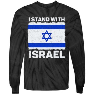 Israel Flag Patriotic Israel I Stand With Israel Tie-Dye Long Sleeve Shirt