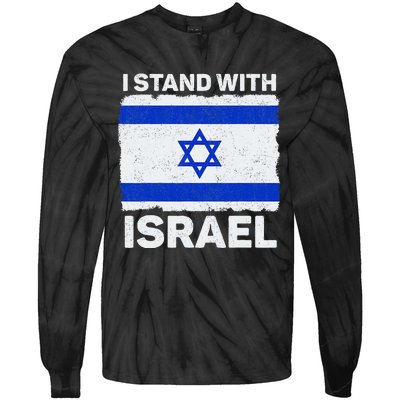 Israel Flag Patriotic Israel I Stand With Israel Tie-Dye Long Sleeve Shirt