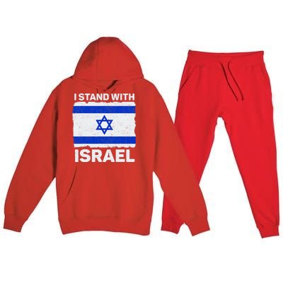 Israel Flag Patriotic Israel I Stand With Israel Premium Hooded Sweatsuit Set