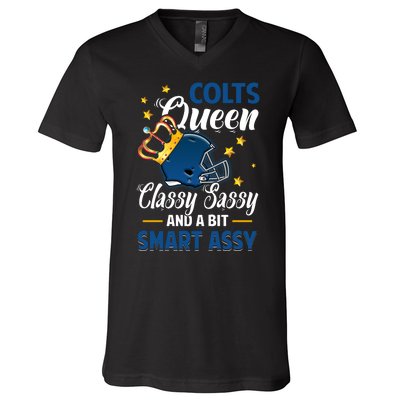 Indianapolis Football Queen Classy Sassy And A Bit Smart Assy V-Neck T-Shirt