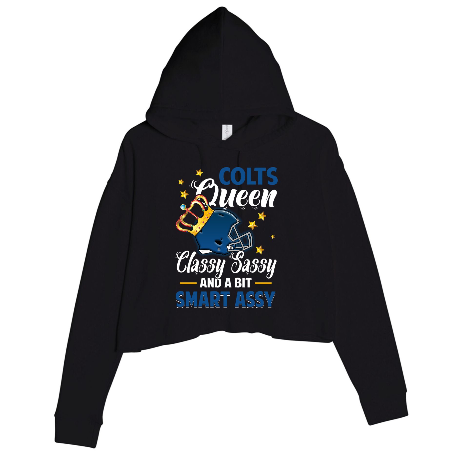 Indianapolis Football Queen Classy Sassy And A Bit Smart Assy Crop Fleece Hoodie