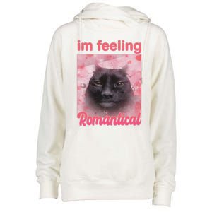 IM Feeling Romantical Funny Silly Staring Cat Meme Womens Funnel Neck Pullover Hood