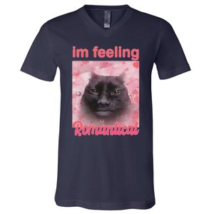 IM Feeling Romantical Funny Silly Staring Cat Meme V-Neck T-Shirt