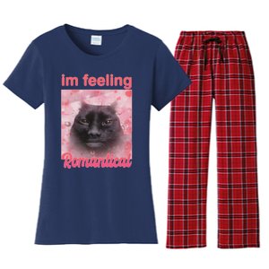 IM Feeling Romantical Funny Silly Staring Cat Meme Women's Flannel Pajama Set