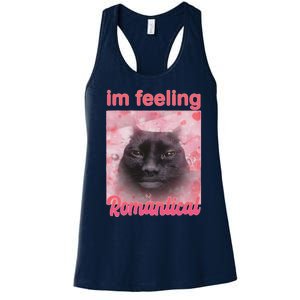 IM Feeling Romantical Funny Silly Staring Cat Meme Women's Racerback Tank