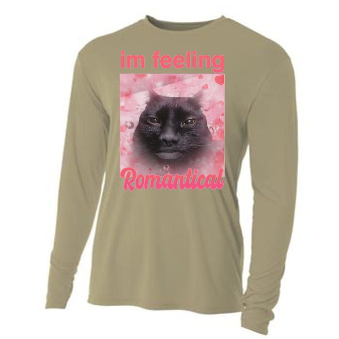 IM Feeling Romantical Funny Silly Staring Cat Meme Cooling Performance Long Sleeve Crew