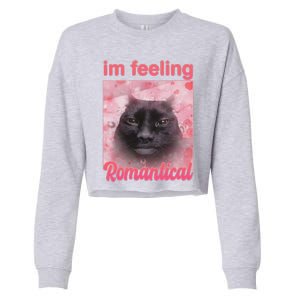 IM Feeling Romantical Funny Silly Staring Cat Meme Cropped Pullover Crew