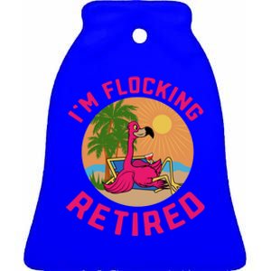 Im Flocking Retired Flamingo Grandma Retiret Pension Gift Ceramic Bell Ornament